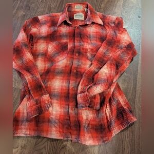 Vintage Saugatuck Dry Goods Red Plaid Flannel Cotton Shirt Men's L Pre-Owned